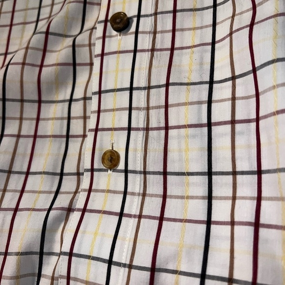 Ashworth Shirt Cotton plaid button up collard shirt with pocket zig zag stitch L - Picture 2 of 7